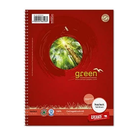 Spirálfüzet A/5 160lap  kockás Kollegblock Ursus Green