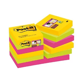 Post-it Super Sticky szivárványcsomag 48×48 mm, 622-12SS-RIO, 90 lap, 12 tömb, Rio
