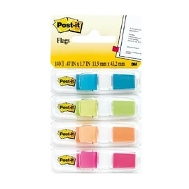 Post-it keskeny jelölőcímke 12×43 mm, 683-4ABX, 4×35 címke, élénk színek adagolóban