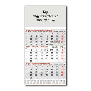 Speditőr naptár, 1 tömbös, 3 havi beosztással USP-01 szürke