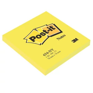 Öntapadós jegyzettömb Post-it 654 76x76mm 100lap neon 32 neonsárga