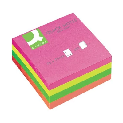 Öntapadós jegyzettömb 75x75mm 320lap neon Q-Connect KF01348