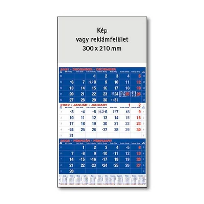 Speditőr naptár, 1 tömbös, 3 havi beosztással USP-01 kék