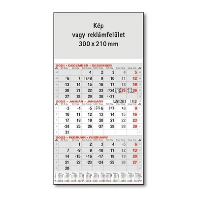 Speditőr naptár, 1 tömbös, 3 havi beosztással USP-01 szürke