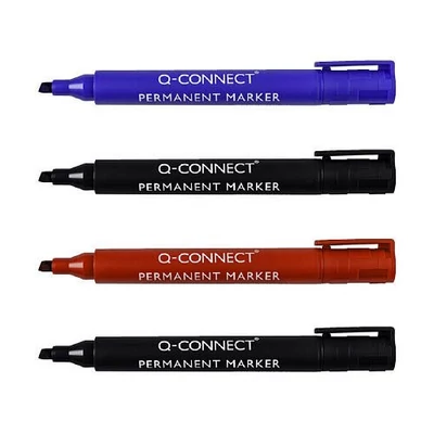 Marker klt. 4db permanent Q-Connect vágott: 2 fekete / 1 kék / 1 piros