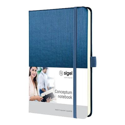 Beíró, exkluzív, A5, kockás, 97 lap, keményfedeles, SIGEL "Conceptum", metál kék