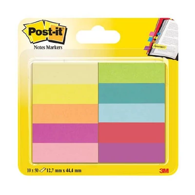 Post-it Jelölőlapok 12,7 x 44,4mm, 10 x 50 lap (neon színek) 670-10AB-EU