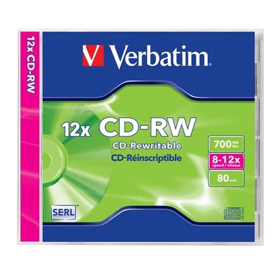 CD-RW VERBATIM 700MB, 8-12x újraírható, normál tokban