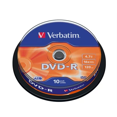 DVD-R VERBATIM 4,7 GB, 16x, hengeren 10db