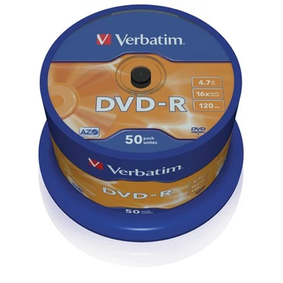 DVD-R VERBATIM 4,7 GB, 16x, hengeren 50db