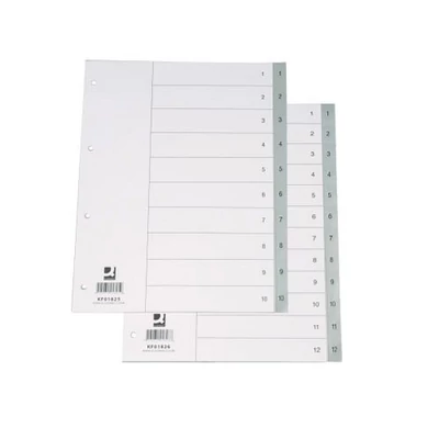 Regiszter A/4 1-12 szürke műanyag